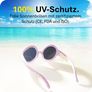 Mausito Kinder Sonnenbrille "The Hippie" Rose – UV400 Schutz mit Kopfband - 6-24 Monate