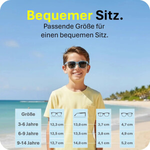 Mausito Sonnenbrille für Jugendliche "The Boho" Stone Blue Transparent - Stylischer UV400 Schutz - 9-14 Jahre