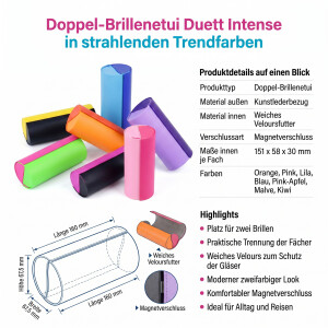 Buntes Doppel-Brillenetui "Duett Intense" mit...