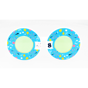 Partybrille mit drehbarer Ziffern-Anzeige & Emojis – Partymotiv