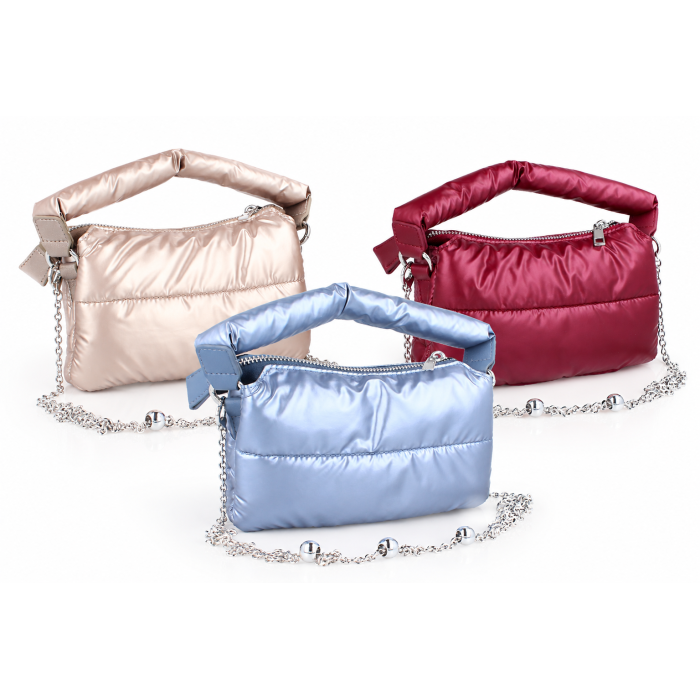 Mini-Etui-Tasche - Stilvolles wattiertes Softcase mit Metallkette in 3 Farben