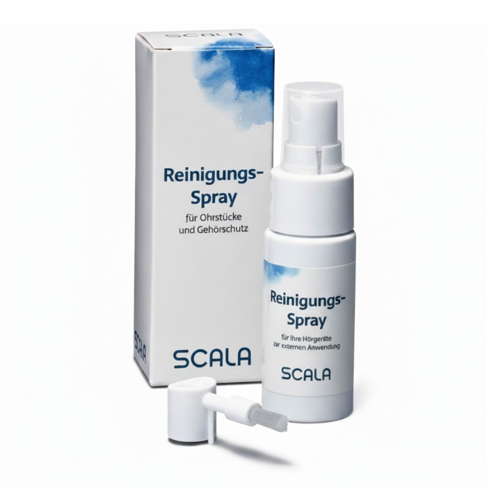 SCALA Reinigungs-Spray mit Bürstenkopfaufsatz für Ohrstücke und Gehörschutz - 30 ml