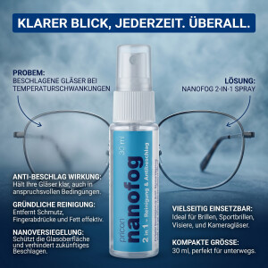 Brillenspray "nanofog" - 2 in 1 - Reinigung & Antibeschlag INTENSIV - 30 ml