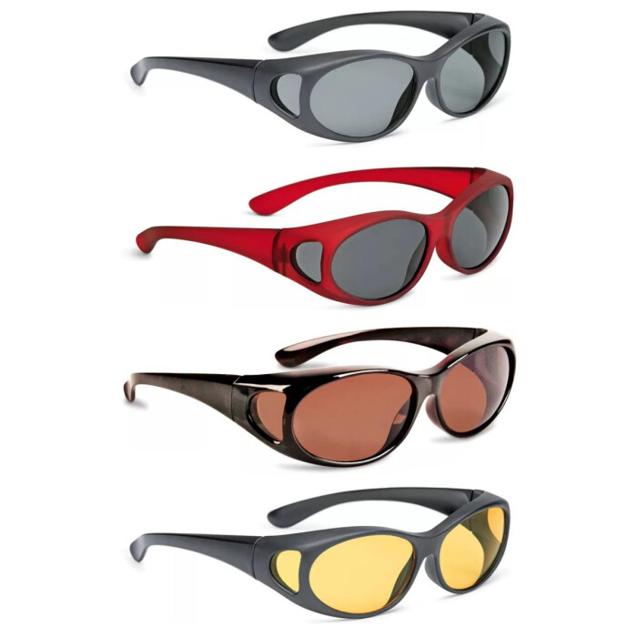 Polarisierende FitOver - Überbrille aus Kunststoff - oval, rund - in vier Farben