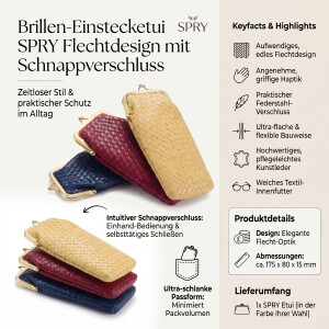 Hübsches Brillenetui im Flechtdesign "SPRY" in drei verschiedenen Farben