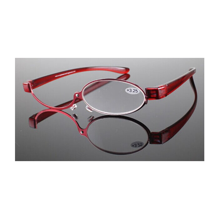 Nützliche Schminkbrille mit schwenkbaren Gläsern in Rot inklusive Etui +1,00 dpt