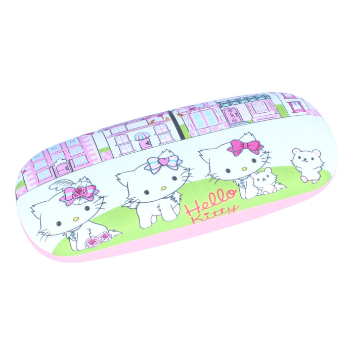 super Brillenetui für Kinder "Hello Kitty im Garten" mit Metallscharnier
