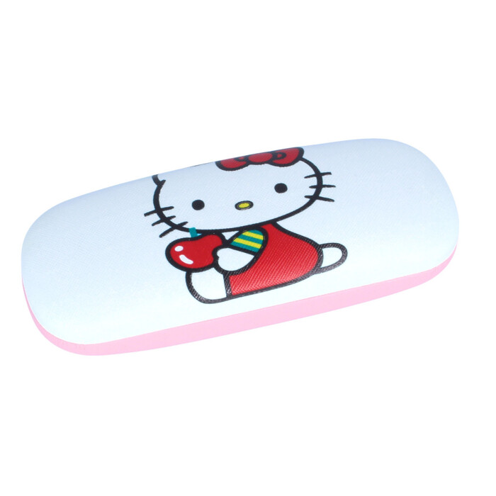 super Brillenetui für Kinder "Hello Kitty mit Apfel" mit Metallscharnier