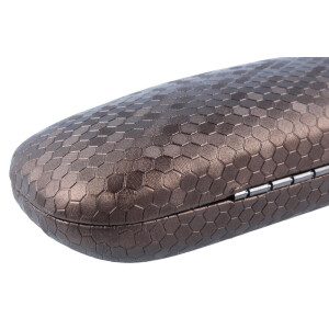 Elegantes Brillenetui "SERENA" mit Metallscharnier in Braun