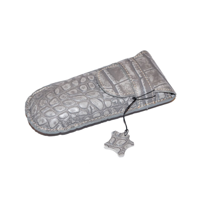 Edles Etui mit Einstecklasche "Lina" in grau - echtes Leder