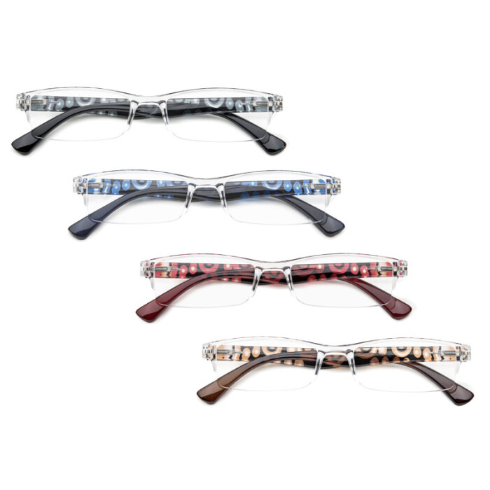 Lesehilfe / Lesebrille mit Federscharnier RENE in Schwarz, Blau, Rot und Braun