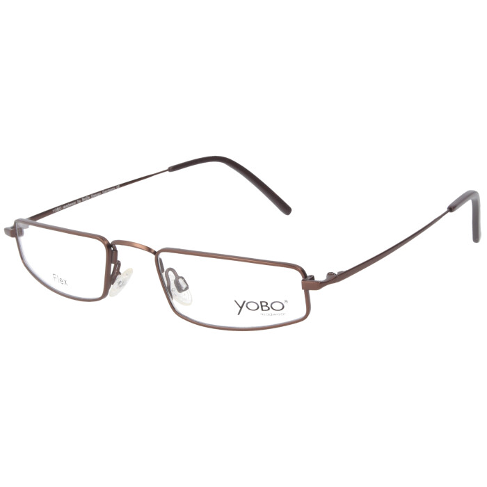 Schlichte Metall - Brillenfassung YOBO 9016 Col 60 Halbbrille in Braun