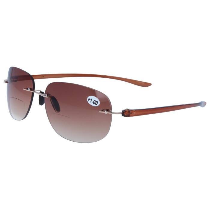 Bifokal - Sonnenbrille (mit Leseteil / Nahteil) in braun +1,00 dpt