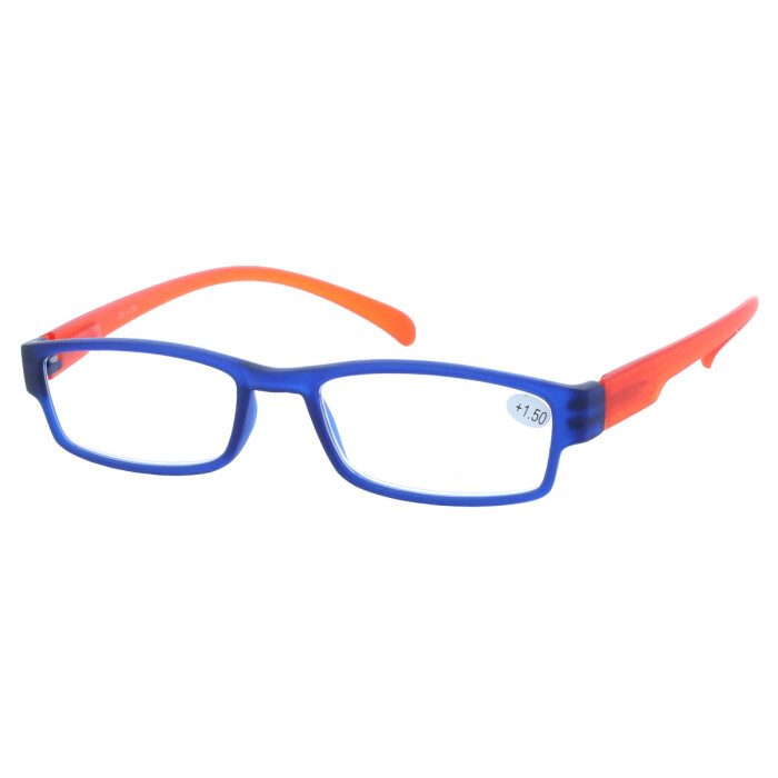 Fertiglesebrille LONG ISLAND mit integrierter Halterung + Federscharnier +3,00 dpt blau-orange