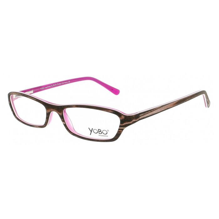 Stylische Damen - Brillenfassung YOBO  9045  C 67  51/17  in Pink / Holzoptik