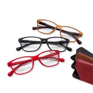 Fertiglesebrille JILL in Schwarz / Braun / Rot