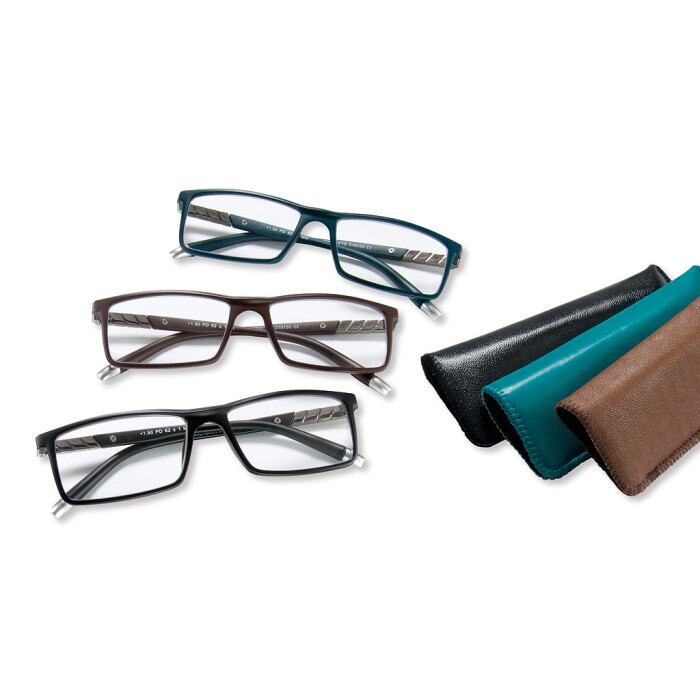 hochwertige Fertiglesebrille EDWARD  in schwarz / braun / blau schwarz +3,00 dpt