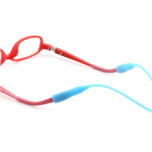 Brillenband aus Silikon mit Tube-Endstück in Rot flach