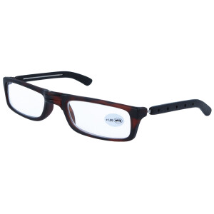 Falt-Lesebrille NEAL mit Teleskopbügeln Braun +2,00 dpt