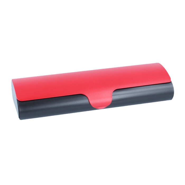 Satiniertes Aluminium Brillenetui "XENA" in Rot - Schwarz
