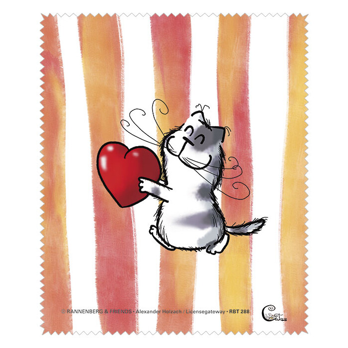 Rannenberg & Friends Brillenputztuch - Katze - "Catzz - Von Herzen" 15 x 18cm