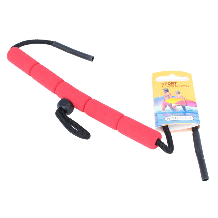 schwimmfähiges Brillenband / Schwimmband in rot mit Silikon Tube Endstück