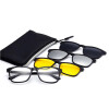 Bifokal - Brille (Zweistärkenbrille) in schwarz mit 3 verschiedenen Sonnenschutz-Clips +1,00 dpt