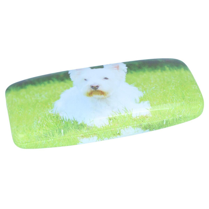 Hartschalenetui mit Fotodruck und Samtweichem Innenfutter Pete | Hund weiß