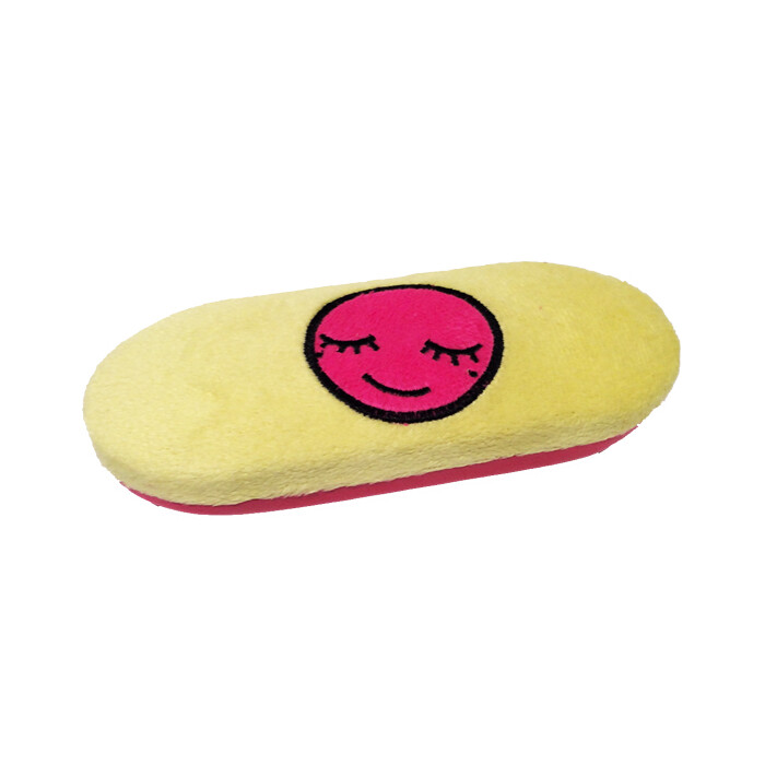 Niedliches Brillenetui "Plüsch" für Kinder in gelb mit süßem Smiley