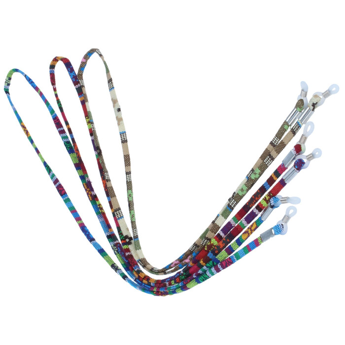 Flaches, Dünnes Brillenband in Ethno-Optik aus Baumwolle in mehreren Farben