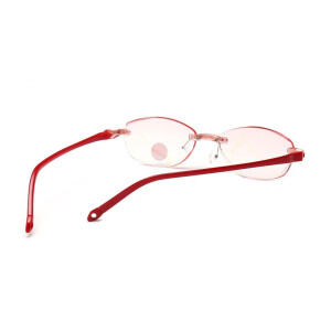 rosafarbene Fertiglesebrille "Rosi" mit Lochbügelenden + 2,0