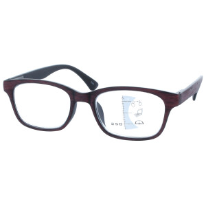 Gleitsichtbrille GEROLD - erweiterte Fertiglesehilfe / Lesebrille | Arbeitsplatzbrille +1,50 dpt Rot-Braun