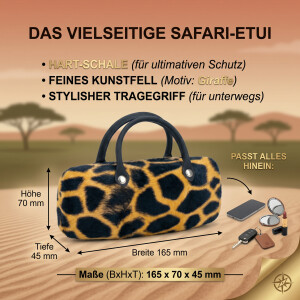 Schönes Hartschalenetui - Handtasche in Safari - im Design Giraffe