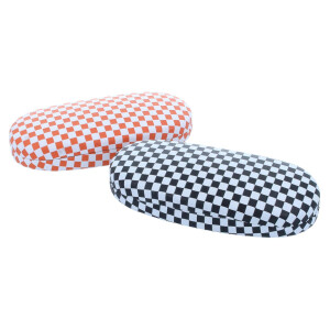 kariertes Hartschalen-Brillenetui mit Metallscharnier -...