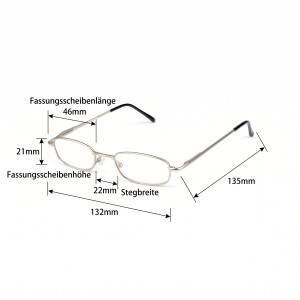 Klassische Lesebrille / Halbbrille CoopClip  in Silber Matt mit Clip / Befestigungsklammer +2,75 dpt