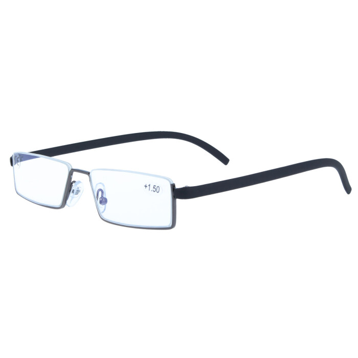 schmale Lesebrille "Franz" mit einfacher Entspiegelung und Blaulichtfilter +2,00 dpt in schwarz