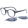 klassische Panto-Lesebrille oder Sonnenbrille mit Magnet-Clip und Einstecketui schwarz + 1,0 dpt