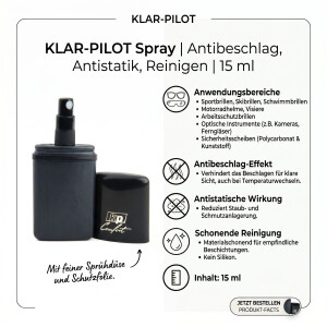 Klar- Pilot Spray  - antibeschlag, antistatik, reinigen...