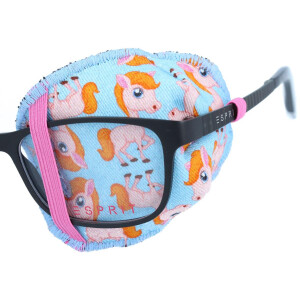 KAANS-patch - Augenokklusionsklappe für Kinderbrillen aus 100% BIO-Baumwolle | Pferdchen