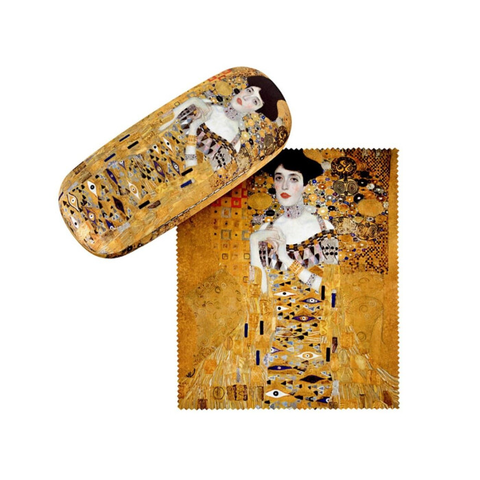 kunstvolles Brillenetui mit Microfaserbezug und passendem Tuch - Gustav Klimt: Adele