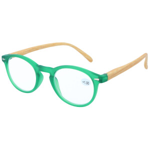 außergewöhnliche Lesebrille/-hilfe "JAYA" mit Federscharnier und Stecketui in grün + 3,00 dpt