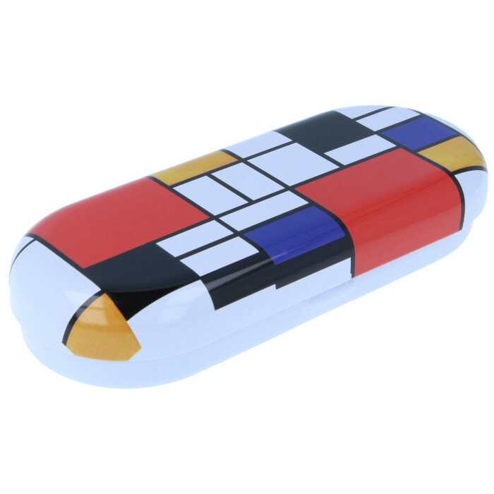 Hartschalen-Brillenetui aus Metall "Mondrian Style" mit klassischem Motiv