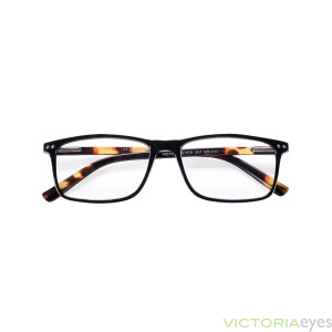 Schicke Kunststofflesebrille / -hilfe BRUNO mit trendigen Bügeln in Havanna-Braun und Federscharnier in Schwarz + 1,50 dpt