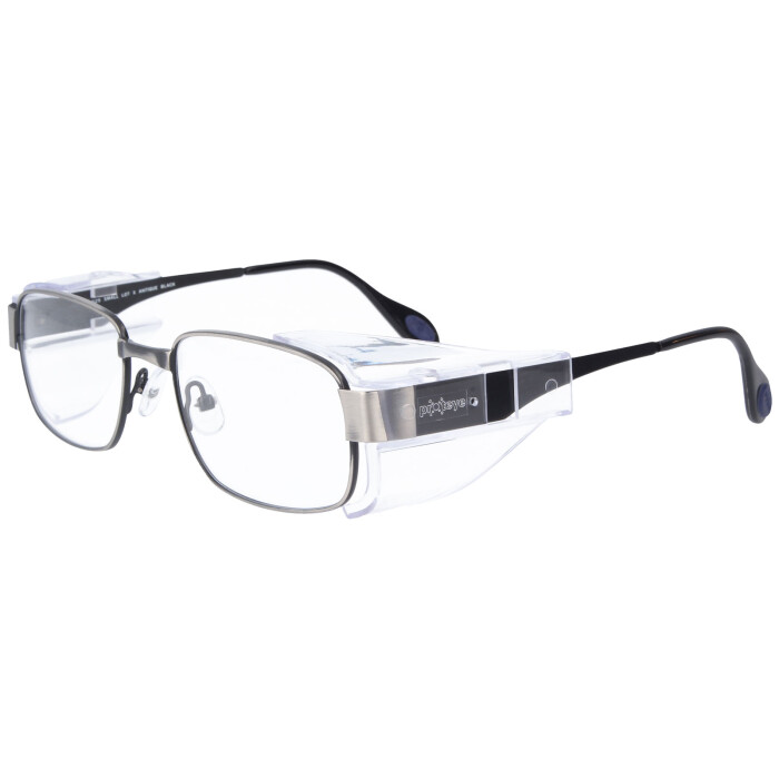 Moderne Schutzbrille aus Metall mit individueller Stärke aus Titan in Antik Silber
