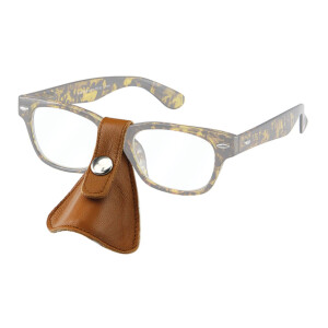 Hochwertiger Nasenschutz für Brillen aus weichem Leder in Braun