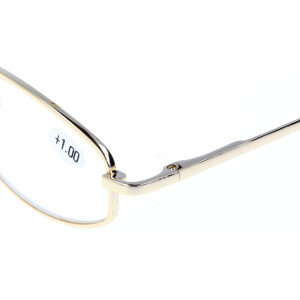 Schicke Lesebrille / -hilfe BENTE aus Metall mit klassischer Form und Federscharnier in Gold + 2,00 dpt