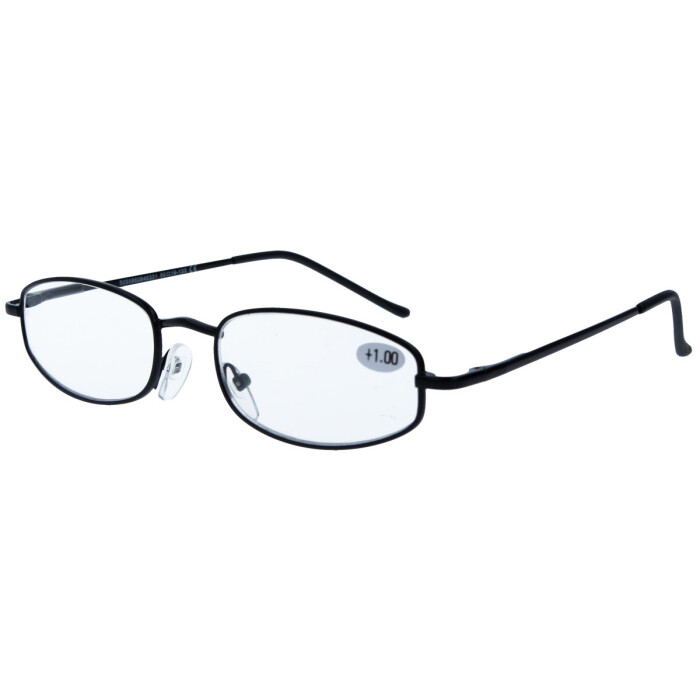 Schicke Lesebrille / -hilfe BENTE aus Metall mit klassischer Form und Federscharnier in Schwarz - matt + 2,00 dpt