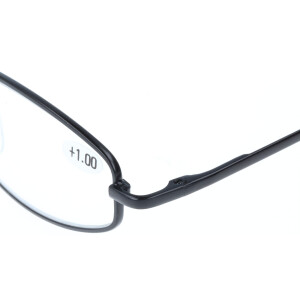 Schicke Lesebrille / -hilfe BENTE aus Metall mit klassischer Form und Federscharnier in Schwarz - matt + 2,00 dpt