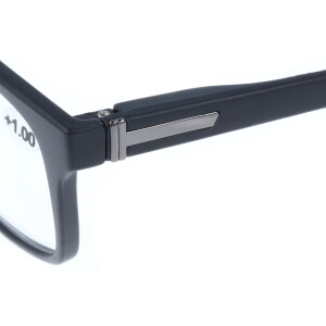 Schicke Kunststofflesebrille RILEY / MR73 mit Federscharnier in Schwarz + 1,50 dpt