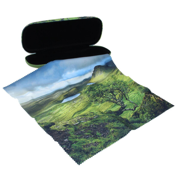 Wunderschönes Hartschalen-Motivetui mit passendem Microfasertuch "Landschaft"
